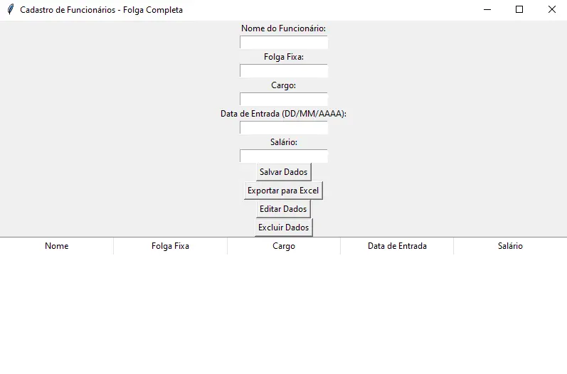 Projeto Escala de Trabalho com Tkinter
